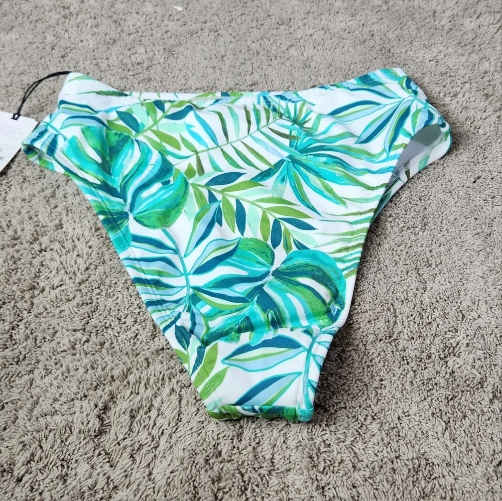 Women's High Waist High Leg Extra Cheeky Bikini Bottom  Shade & Shore Green Leaf